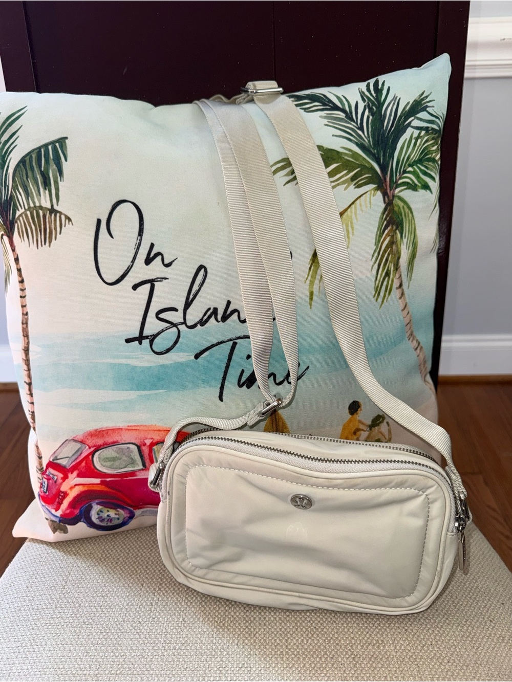 Lululemon Crossbody Camera Bag Off White Water-Repellent Nylon Fabric